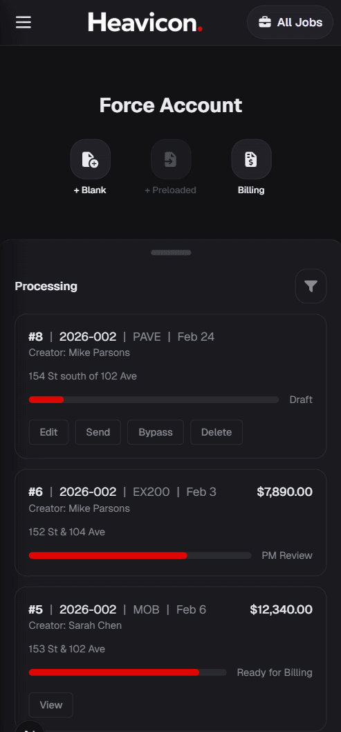 Force account billing